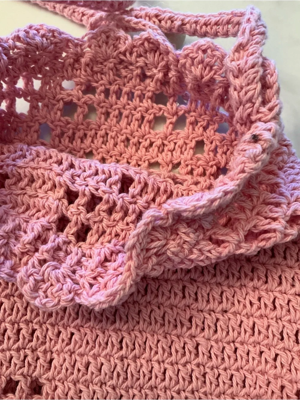 Handmade Pink Crochet Kids Crossbody Bag